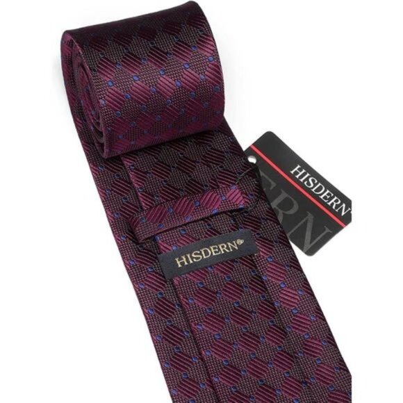 PLAID Ties for Men Classic Checkered Burgundy 1 - Picture 4 of 6